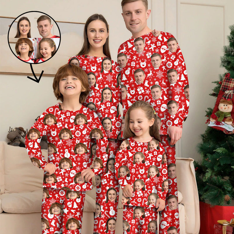 Benutzerdefinierte Foto-Pyjamas Familie passendes Set Weihnachten passende Nachtwäsche Personalisierte Pyjamas Schöne Ferien