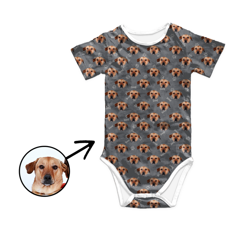 Kundenspezifischer Foto-Baby-Bodysuit-Herz-Hundeabdruck