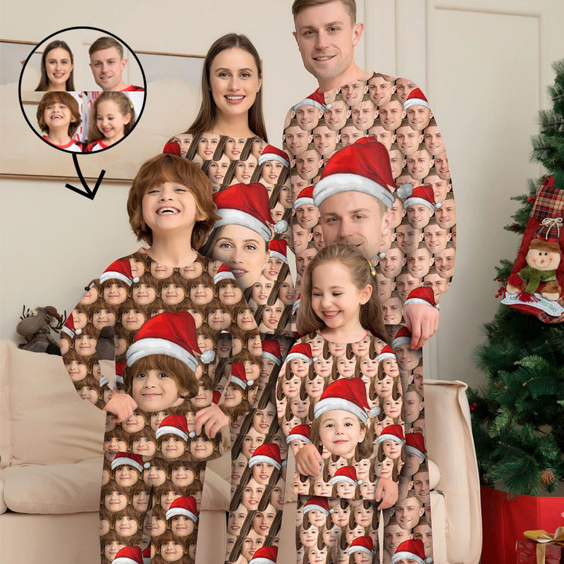 Benutzerdefinierte Foto-Pyjamas Familie passendes Set Weihnachten passende Nachtwäsche Personalisierte Pyjamas Frohe Weihnachten und Geschenke