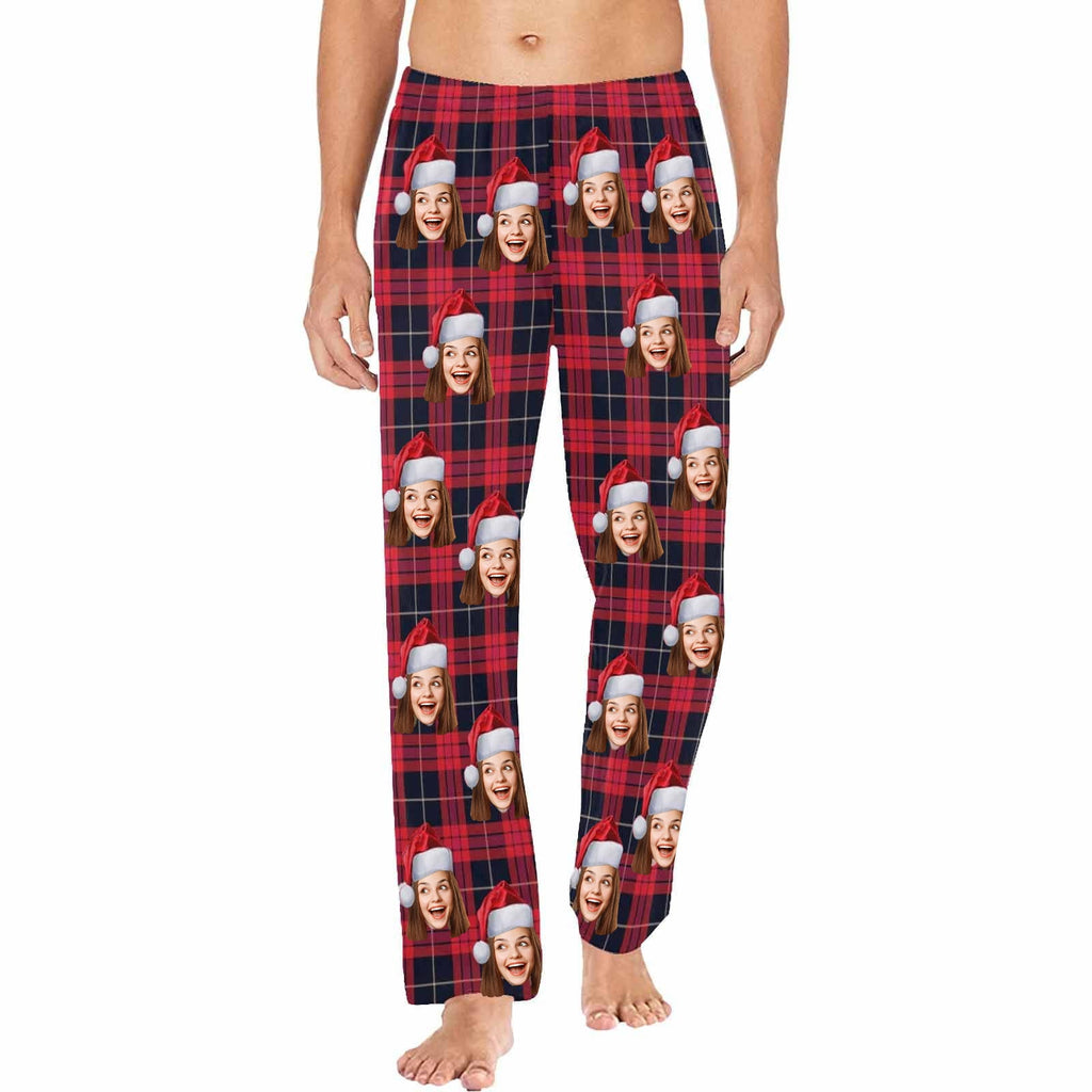 Gesichts-Pyjama-Hose für Männer, Gesichts-Pyjama, rote karierte Nachtwäsche, Sonderangebot, Weihnachtsgeschenke