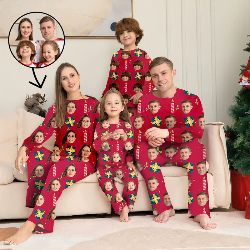 Benutzerdefinierte Foto-Pyjamas Familie passendes Set Weihnachten passende Nachtwäsche Personalisierte Pyjamas Frohe Weihnachten und Geschenke