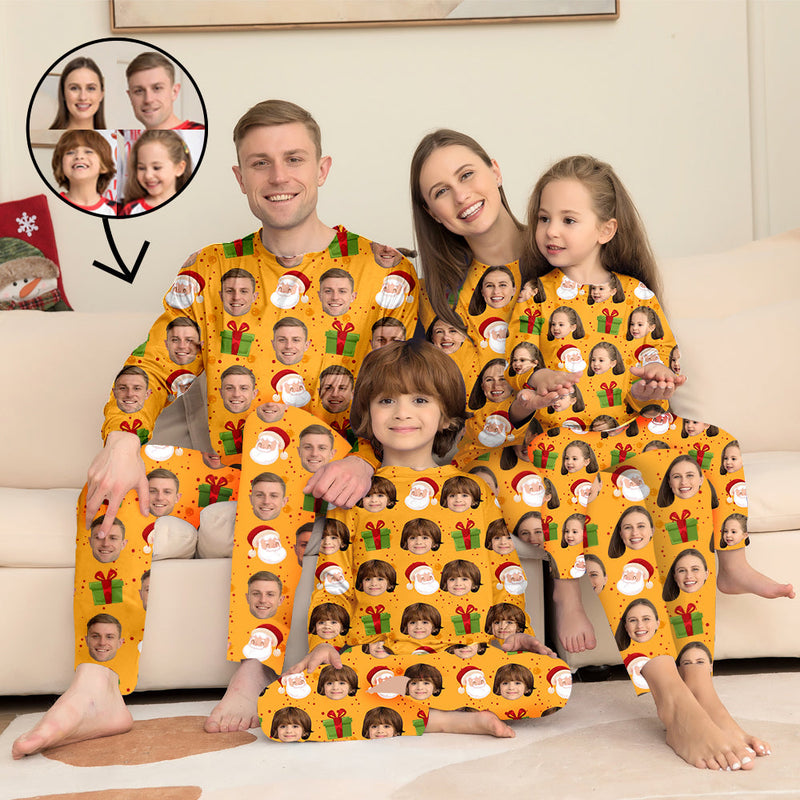 Benutzerdefinierte Foto-Pyjamas Familie passendes Set Weihnachten passende Nachtwäsche Personalisierte Pyjamas Weihnachtskerze