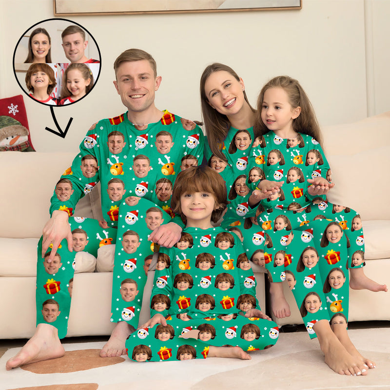 Benutzerdefinierte Foto-Pyjamas Familie passendes Set Weihnachten passende Nachtwäsche Personalisierte Pyjamas Weihnachtskerze