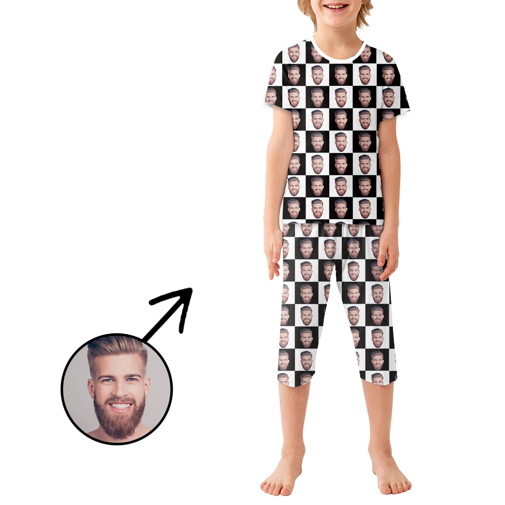 Benutzerdefinierte Foto-Pyjamas für Kinder schwarz und weiß