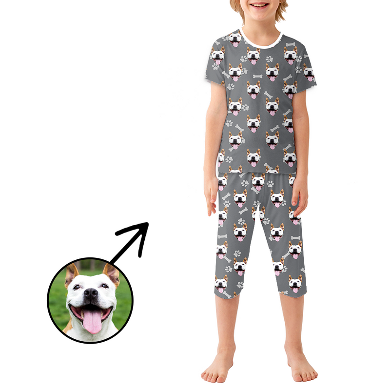 Benutzerdefinierte Foto-Pyjamas für Kinder Hunde-Fußabdruck