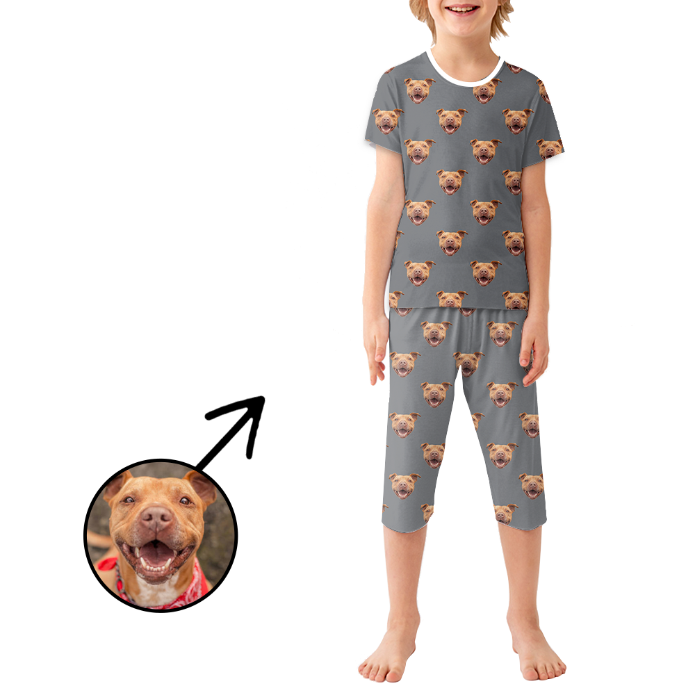 Kundenspezifischer Foto-Pyjama für Kinder Ich liebe meinen Hund