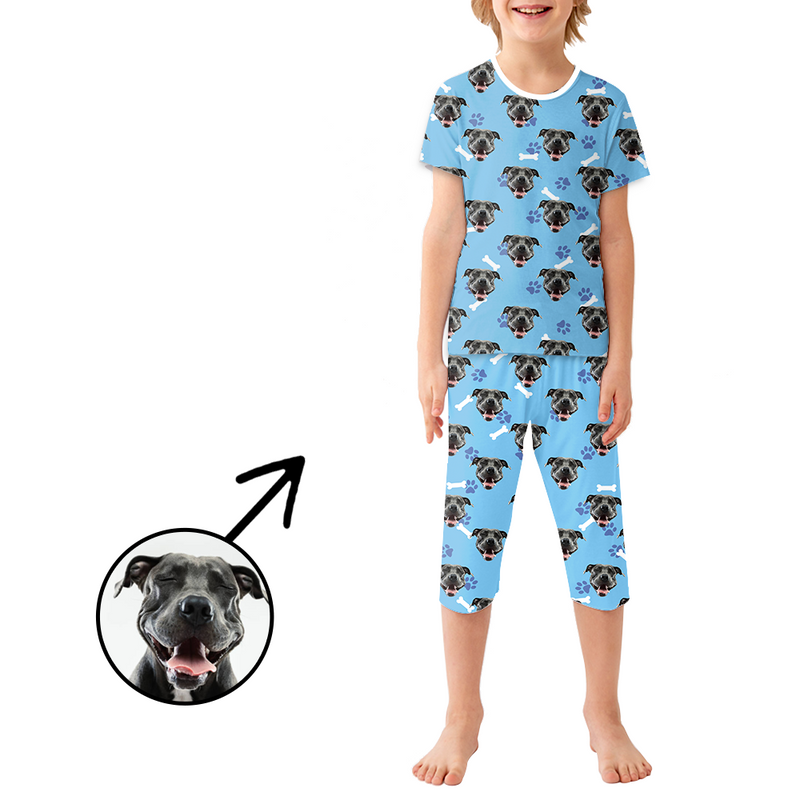 Kundenspezifischer Foto-Pyjama für Kinder Ich liebe meinen Hund