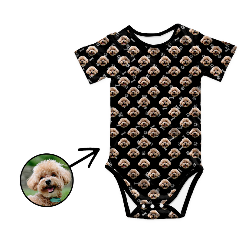 Kundenspezifischer Foto-Baby-Bodysuit-Herz-Hundeabdruck