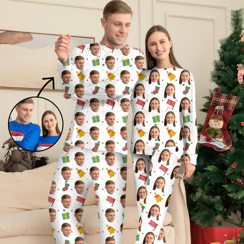 Benutzerdefinierte Foto-Pyjamas Familie passendes Set Weihnachten passende Nachtwäsche Personalisierte Pyjamas Schneemann und Weihnachtsmütze