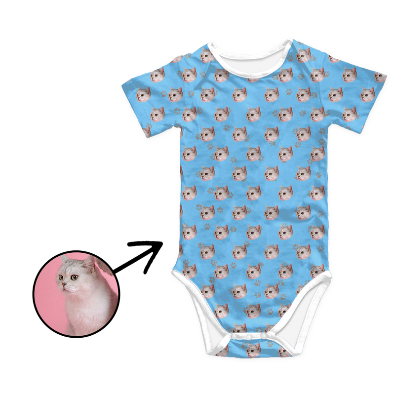 Kundenspezifischer Foto-Baby-Bodysuit-Katzen-Abdruck