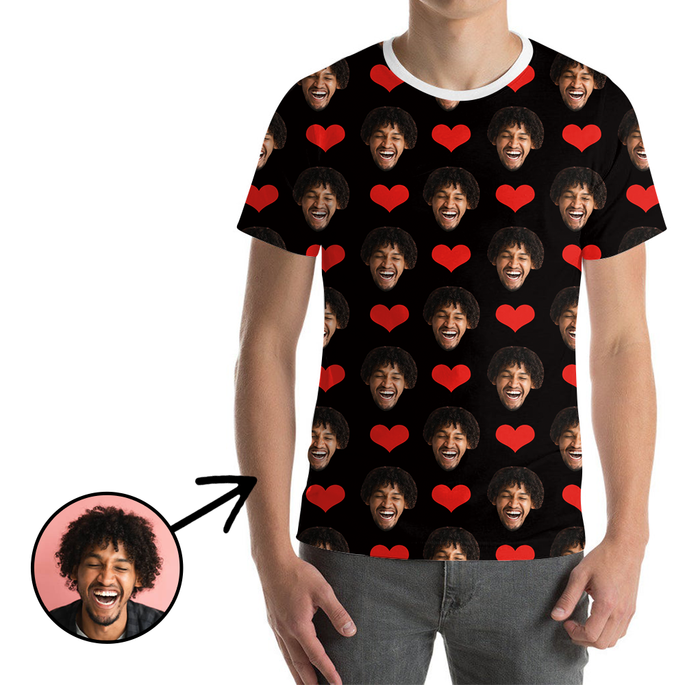 Kundenspezifisches Foto-T-Shirt Unisex-Herz My Love One's Gesicht