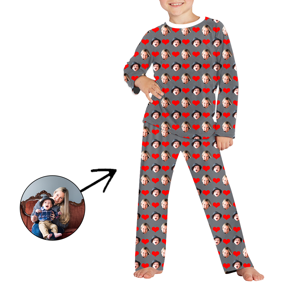 Benutzerdefinierte Foto Pyjama für Kinder Herz Ich liebe mein Baby Langarm