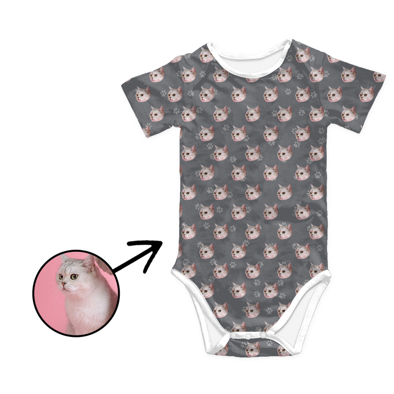 Kundenspezifischer Foto-Baby-Bodysuit-Katzen-Abdruck