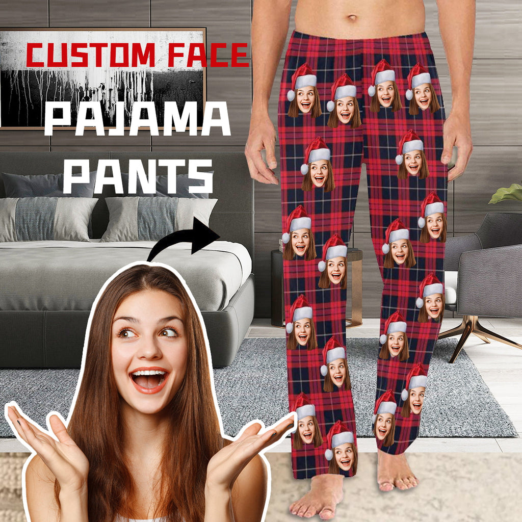 Gesichts-Pyjama-Hose für Männer, Gesichts-Pyjama, rote karierte Nachtwäsche, Sonderangebot, Weihnachtsgeschenke