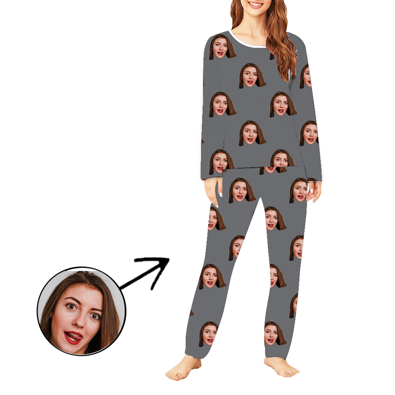 Personalisiert Foto-Pyjama für Damen Das Gesicht meines geliebten Menschen langärmelig