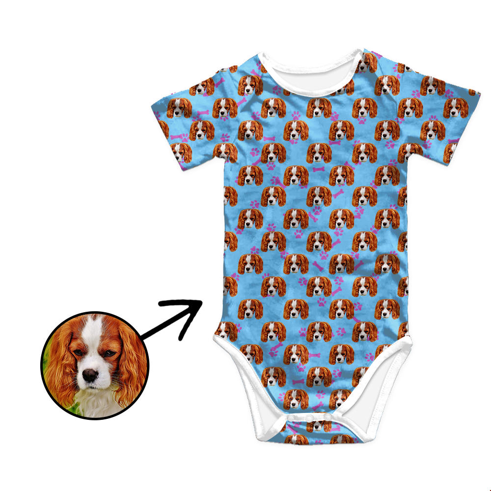 Kundenspezifischer Foto-Baby-Bodysuit-Herz-Hundeabdruck