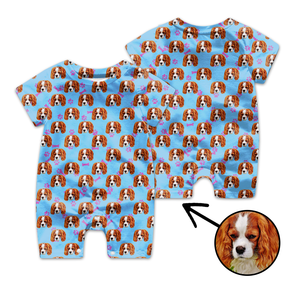 Kundenspezifischer Gesichts-Baby-Bodysuit-Herz-Hundeabdruck