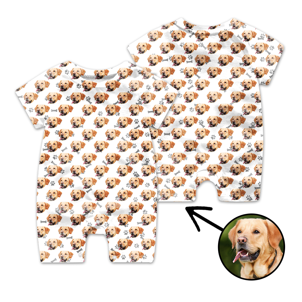 Kundenspezifischer Gesichts-Baby-Bodysuit-Herz-Hundeabdruck