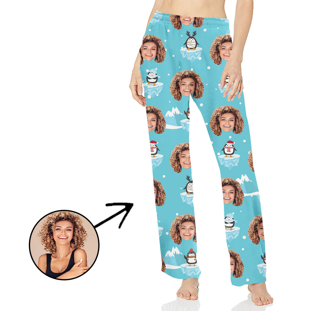 Personalisiert Foto Pyjamas Hose für Frauen Schöner Pinguin