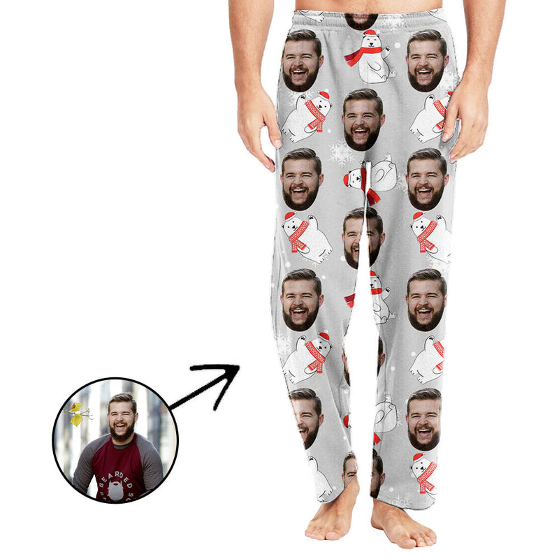 Personalisiert Foto Pyjamas Hose für Männer Schneemannbär