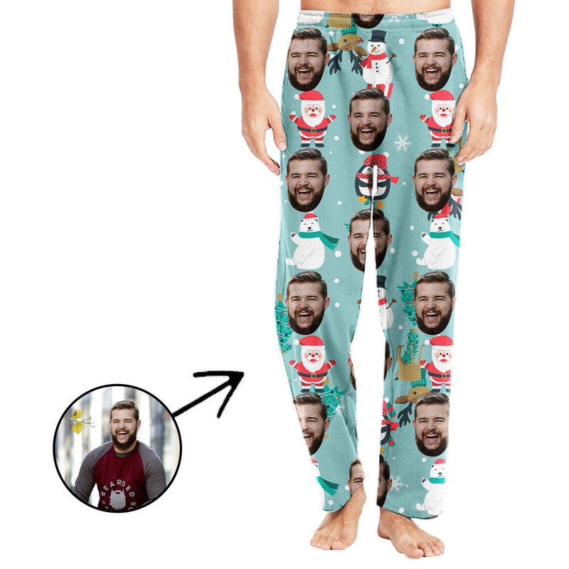 Personalisiert Foto Pyjamas Hose für Männer Bär und Pinguin