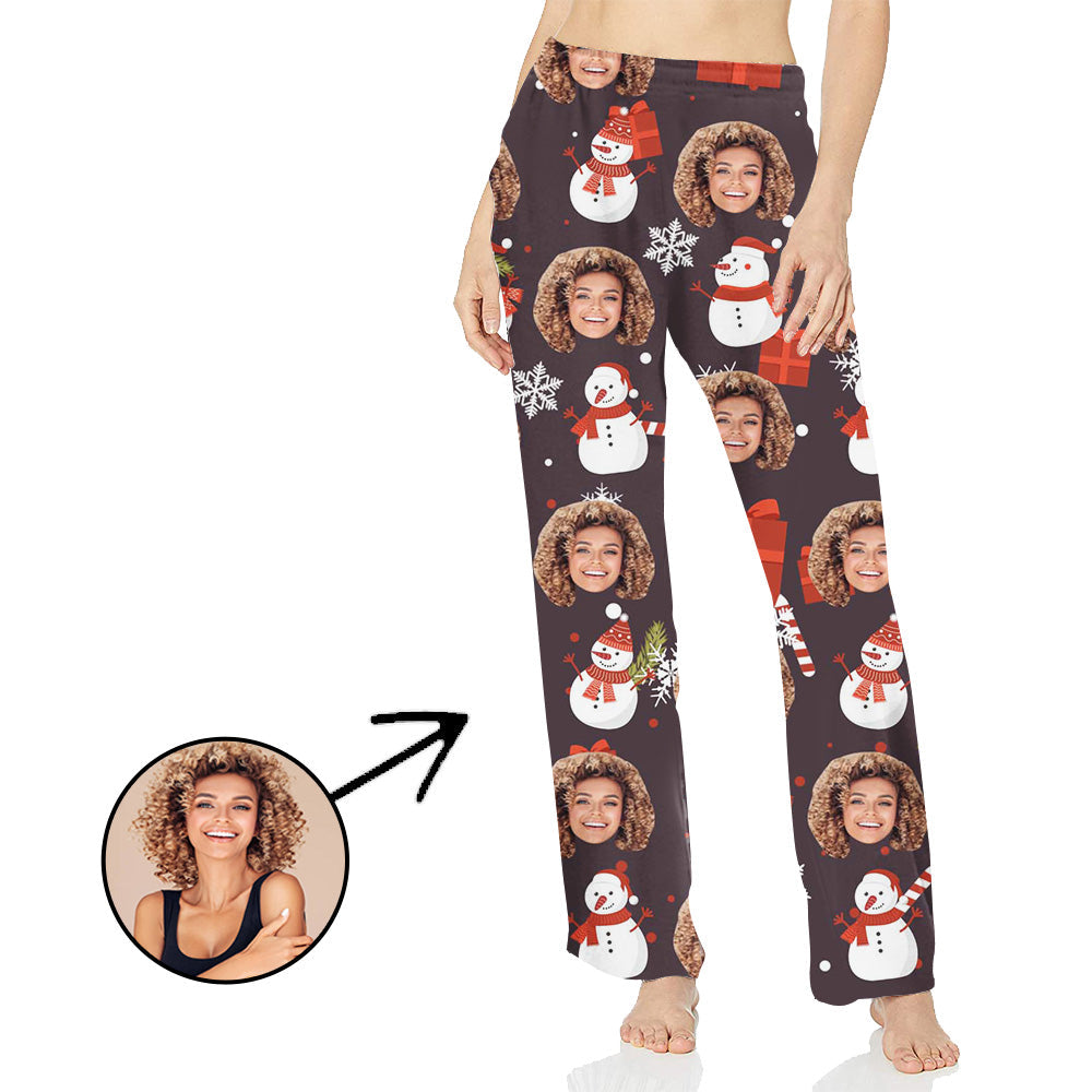 Personalisiert Foto Pyjamas Hose für Frauen Schneema und Geschenk