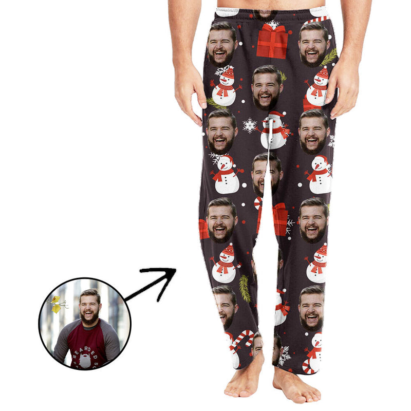 Personalisiert Foto Pyjamas Hose für Männer Schneemann und Geschenk