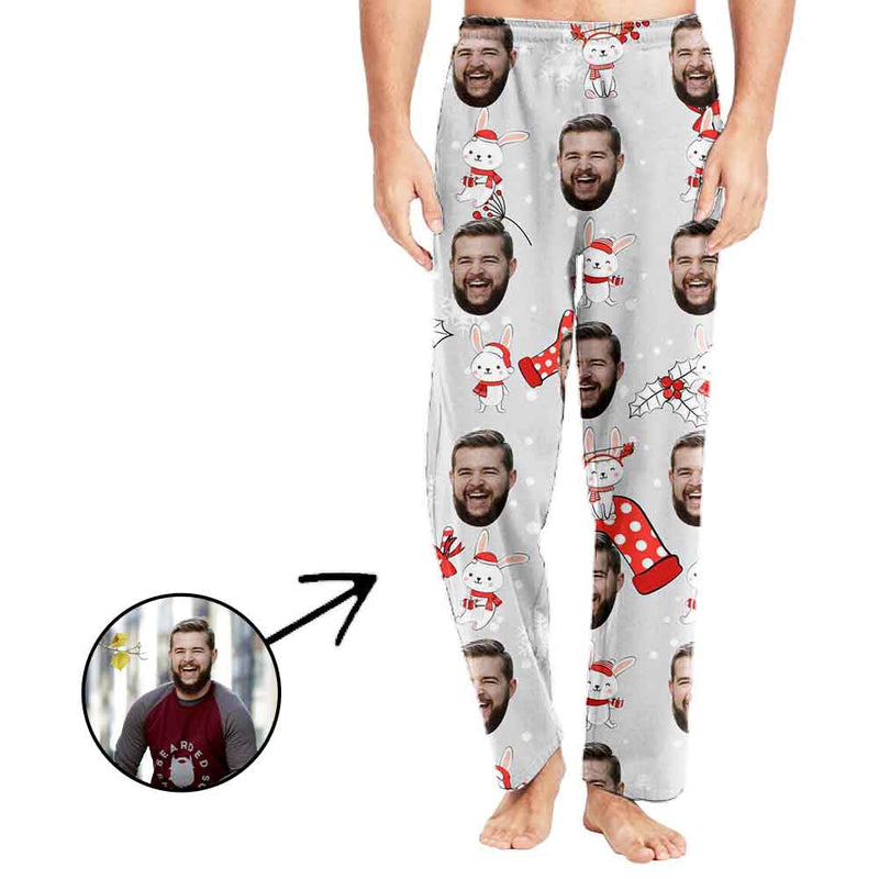 Personalisiert Foto Pyjamas Hose für Männer Liebe Kaninchen