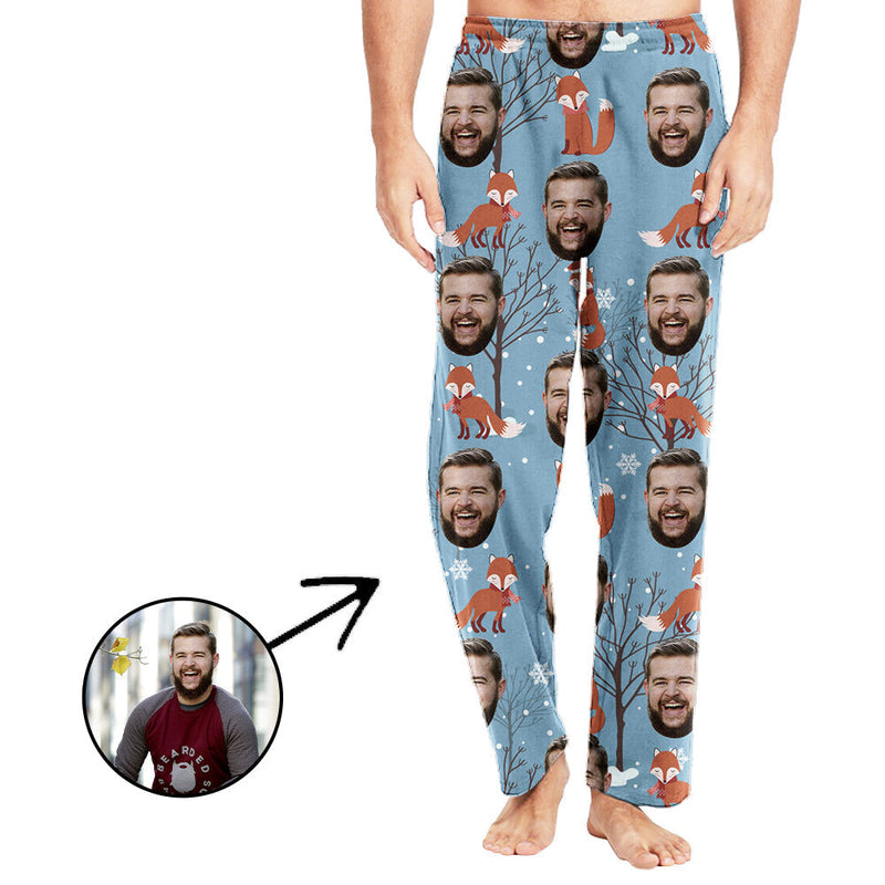 Personalisiert Foto Pyjamas Hose für Männer Fuchs und Baum