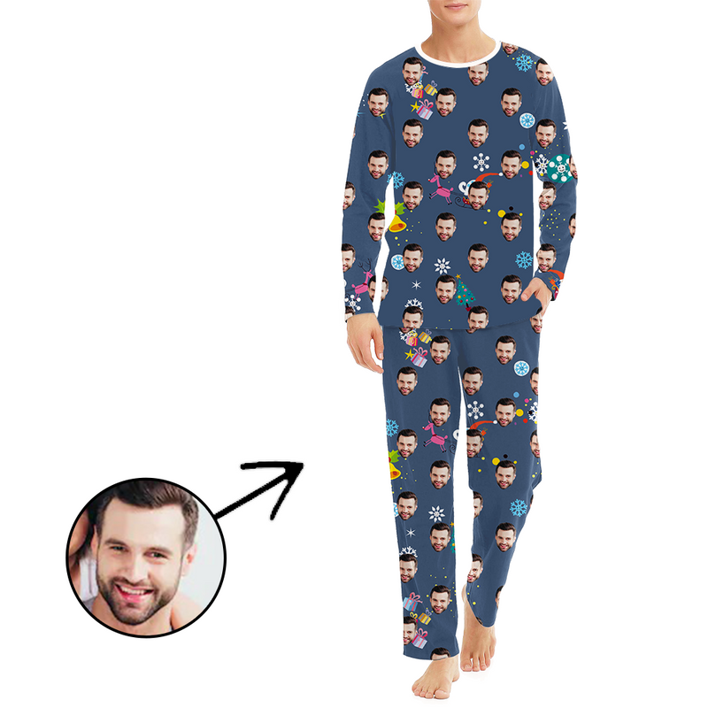 Gewohnheit Herren Foto Pyjama Weihnachtsglocke Langarm