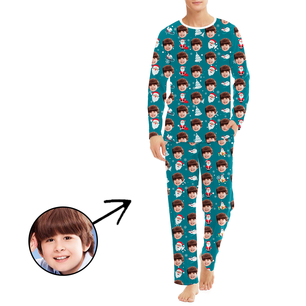 Gewohnheit Herren Foto Pyjama Weihnachtsmann Geschenk Langer Ärmel