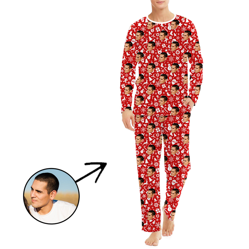 Gewohnheit Herren Foto Pyjama Frohe Feiertage Langarm