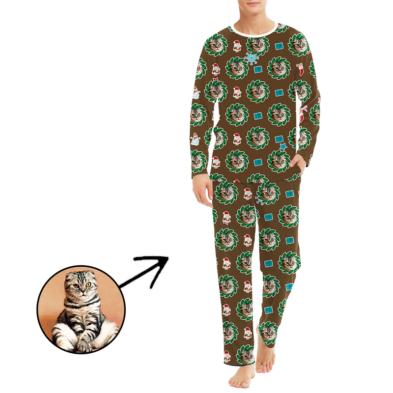 Gewohnheit Herren Foto Pyjama Blume Langarm