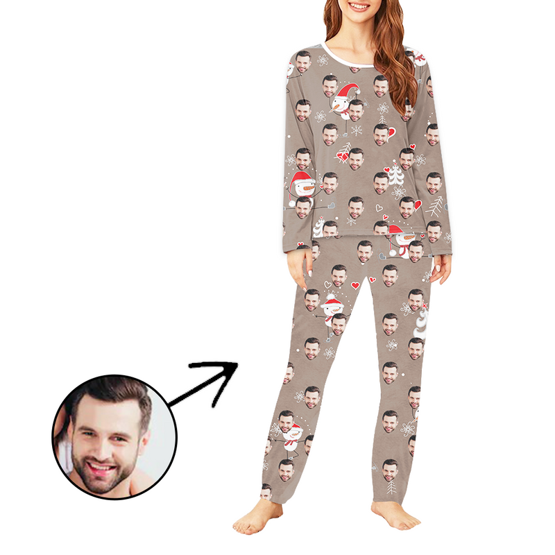 Personalisiert Foto-Pyjama für Damen Ich liebe Weihnachten Langarm