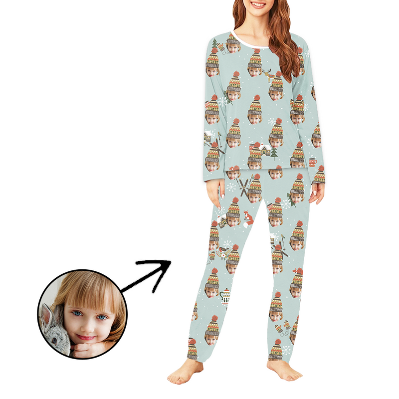 Personalisiert Foto-Pyjama für Damen Happy Family Langarm