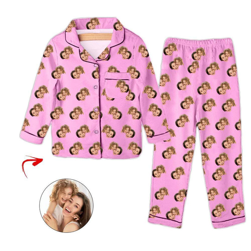 Benutzerdefiniertes Foto Kinder Pyjama Happy Mother's Day Grau