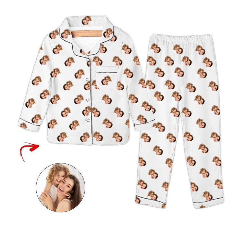 Benutzerdefiniertes Foto Kinder Pyjama Happy Mother's Day Grau