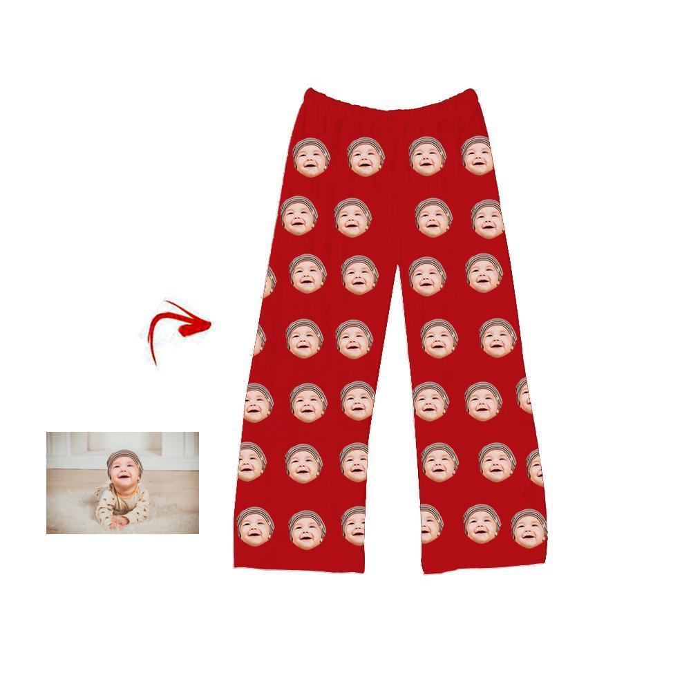 Kundenspezifische Foto Pyjama Hosen Ich liebe mein Baby Rot