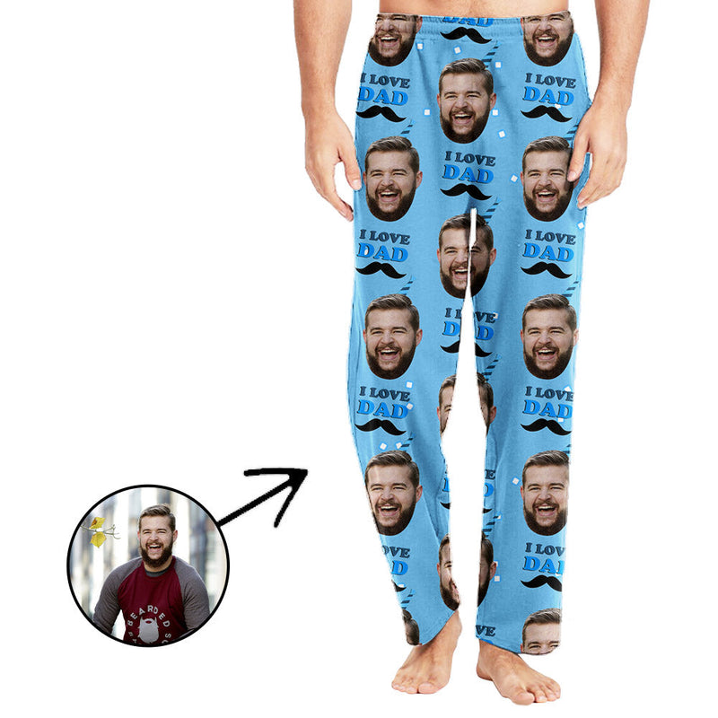 Personalisiert Foto Pyjamas Hose für Männer Ich liebe Vatertagsgeschenke für Papa