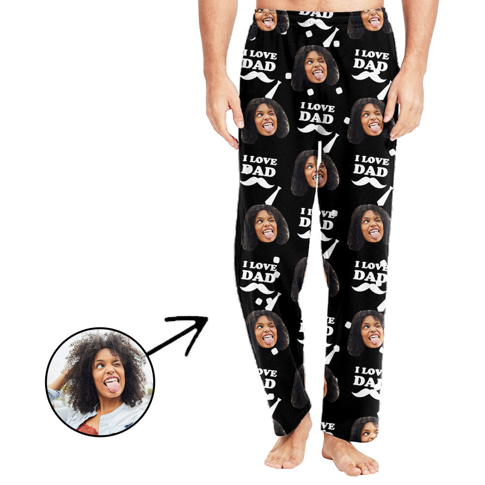 Personalisiert Foto Pyjamas Hose für Männer Ich liebe Vatertagsgeschenke für Papa