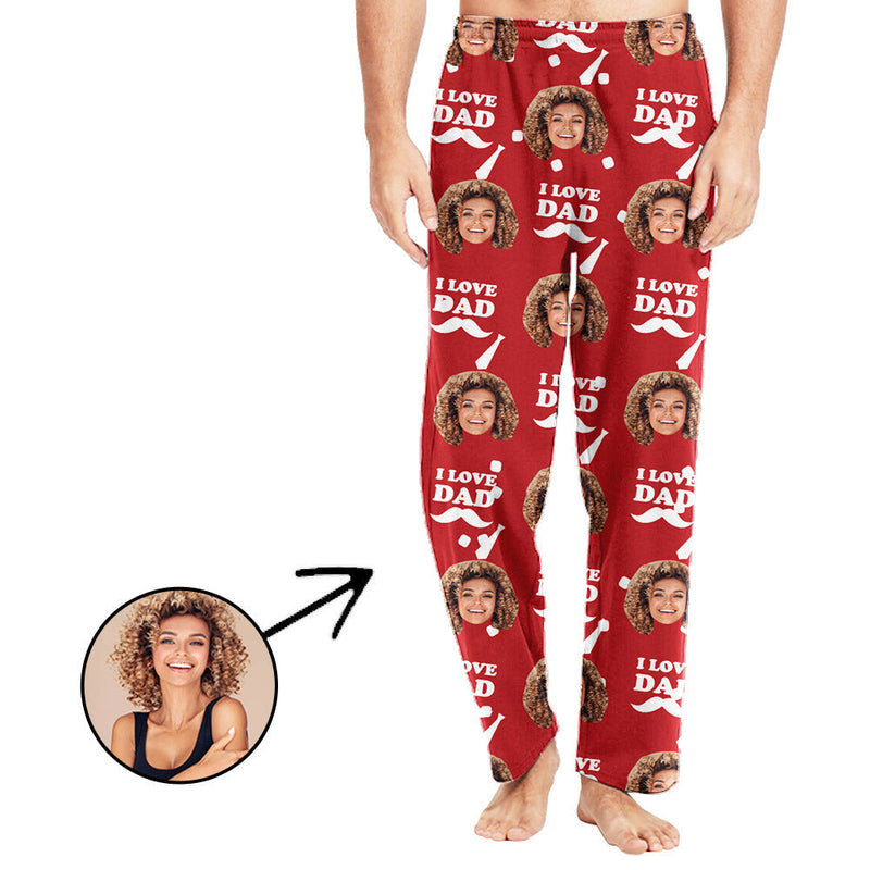 Personalisiert Foto Pyjamas Hose für Männer Ich liebe Vatertagsgeschenke für Papa