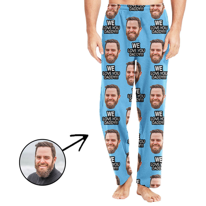 Personalisiert Foto Pyjamas Hose für Männer Wir lieben dich, Papa, Vatertagsgeschenke