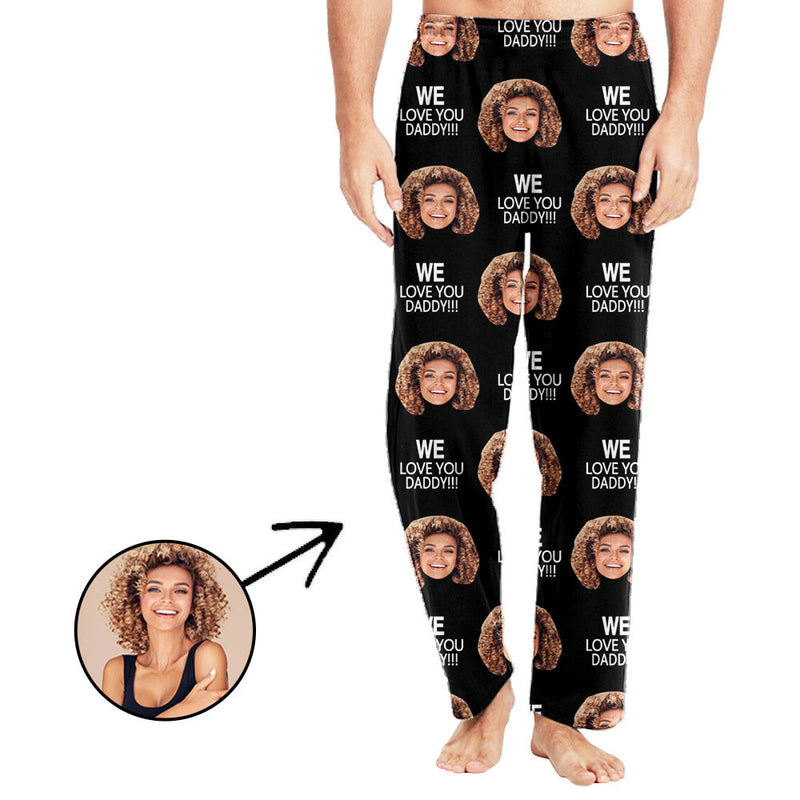 Personalisiert Foto Pyjamas Hose für Männer Wir lieben dich, Papa, Vatertagsgeschenke