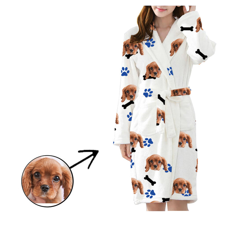 Benutzerdefinierte Pyjama Robe Unisex Dog Paw Satin Pyjama Robe Flanell Pyjama Robe