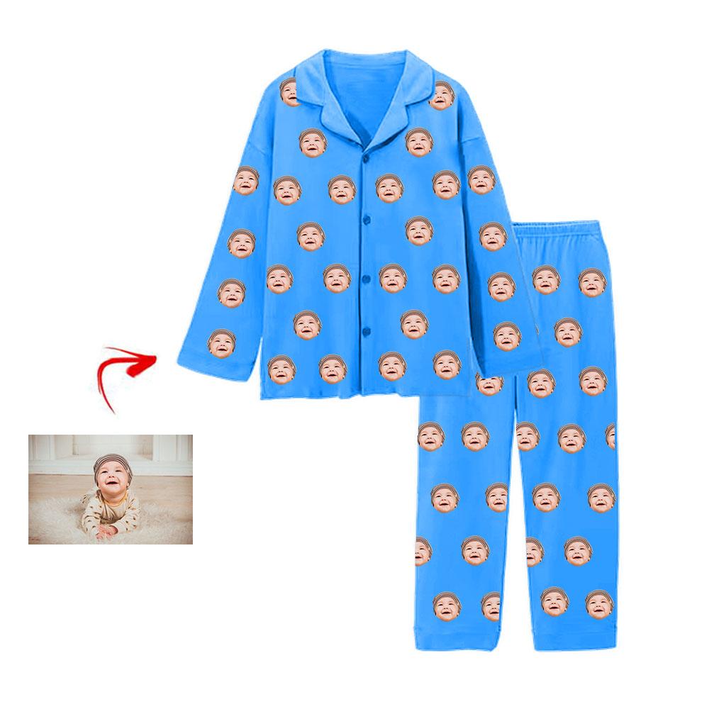 Kundenspezifischer Foto Pyjama Ich liebe mein Baby Blau