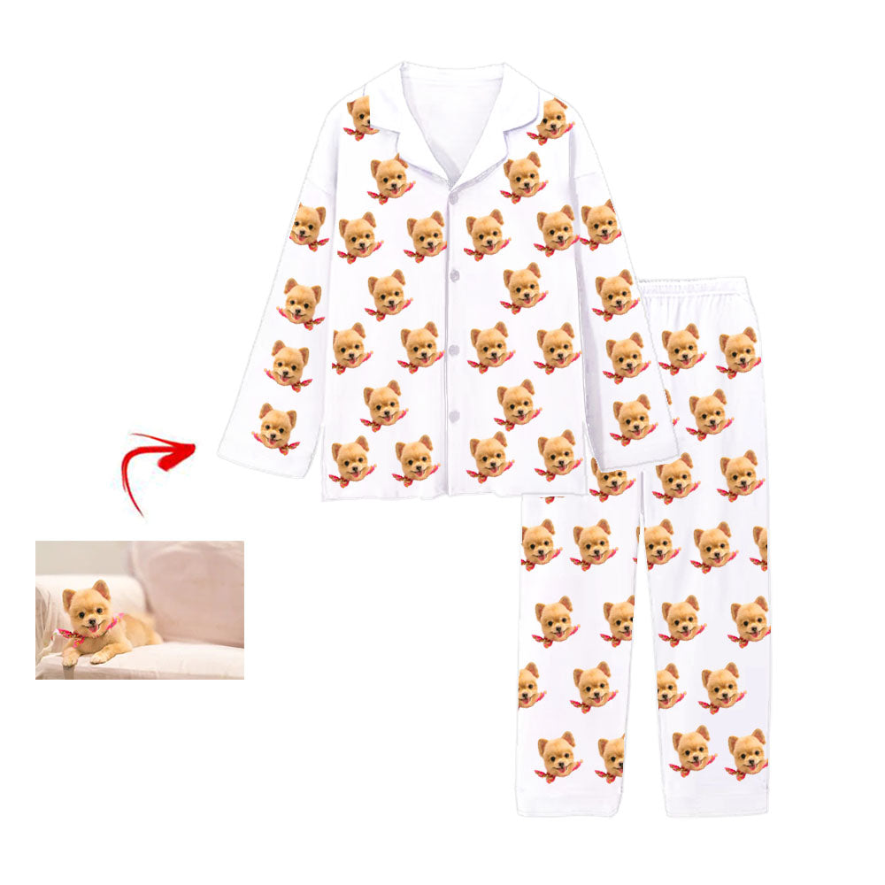 Kundenspezifischer Foto Pyjama Ich liebe mein Hundeweiß