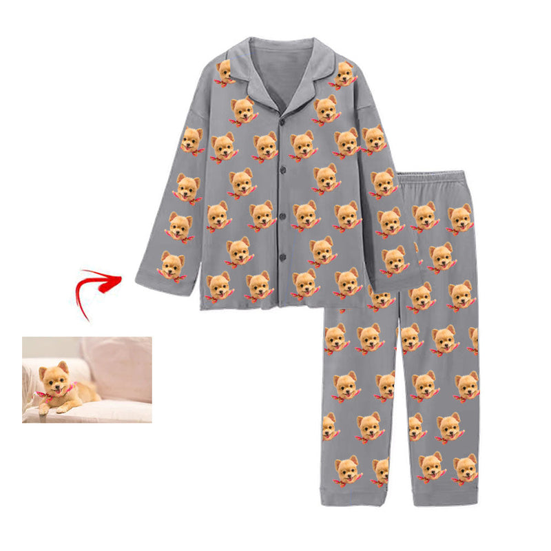 Kundenspezifischer Foto Pyjama Ich liebe mein Hundeblau