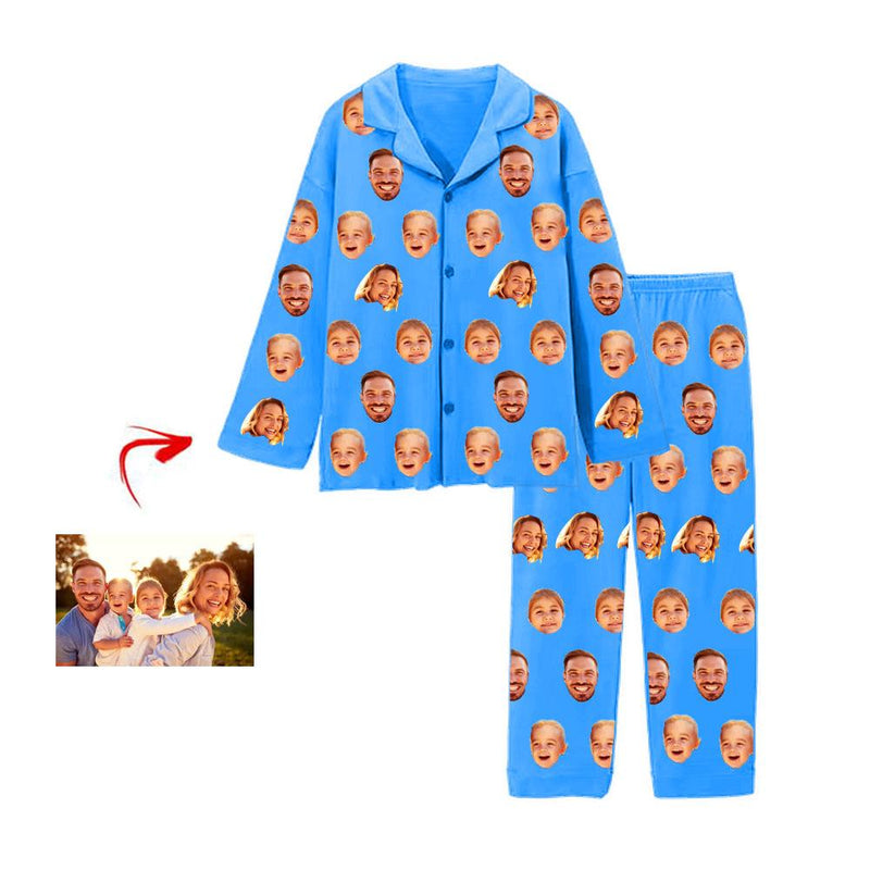 Kundenspezifisches Foto Pyjama Weihnachtsgeschenk Blau