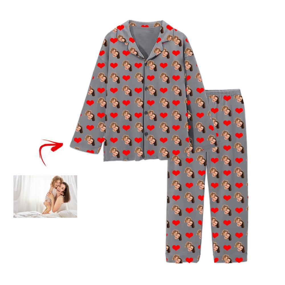 Kundenspezifisches Foto Pyjama Herz glücklicher Tag der Mutter Weiß