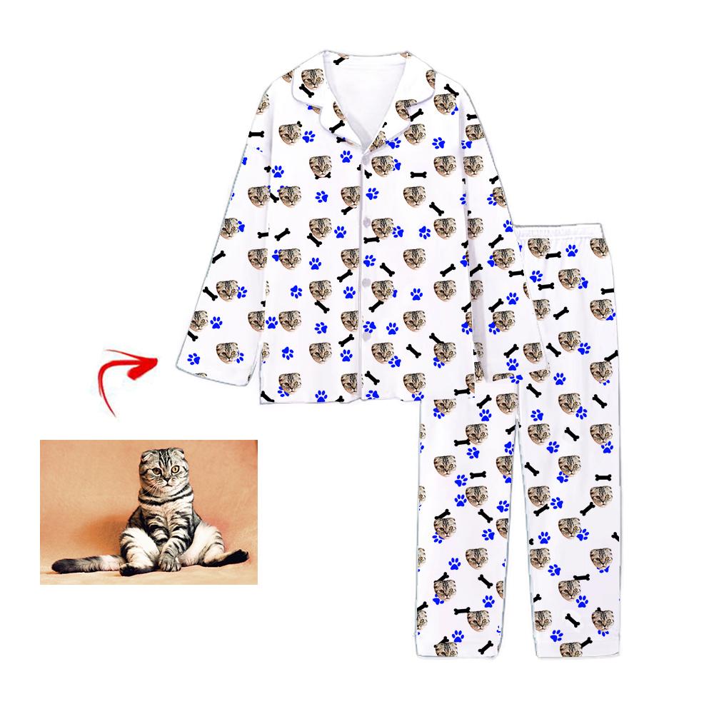 Kundenspezifischer Foto Pyjama Katzen Fußabdruck mit Knochen